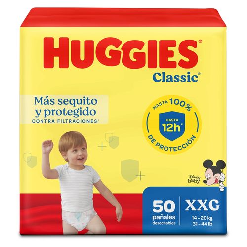 Pañales Huggies Classic Etapa 5/XXG Más Sequito y Protegido - 50 uds