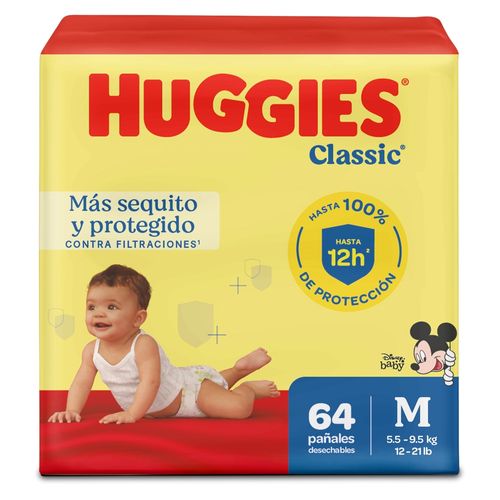 Pañales Huggies Classic Etapa 2/M Más Sequito y Protegido - 64 uds