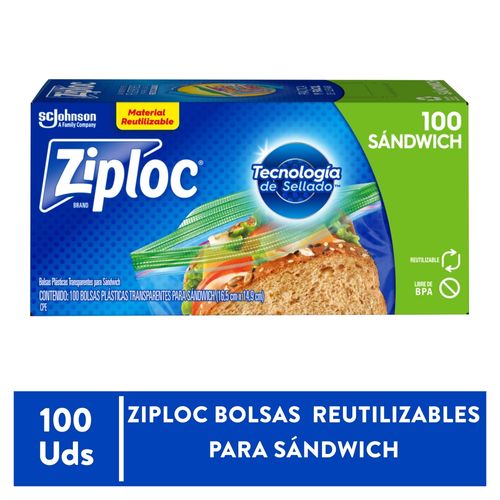 Bolsa Ziploc Para Alimento Sandwich Caja - 100 Unidades