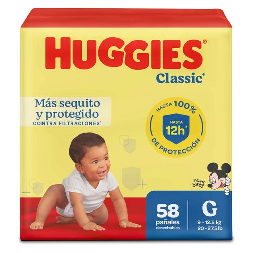 Pañales Huggies Classic Etapa 3/G Más Sequito y Protegido - 58 uds