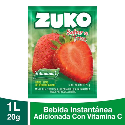 Bebida En Polvo Instantánea Marca Zuko Sabor Fresa - 20g