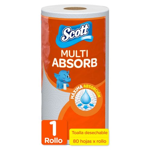 Toalla De Papel Desechable Scott Multi Absorb 80 Hojas - 1 Rollo