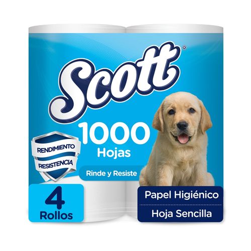 Papel Higiénico Scott 1000 Hojas - 4 Rollos