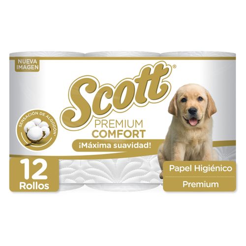 Papel Higiénico Scott Premium Comfort Triple Hoja - 12 Rollos