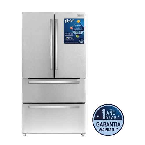 Refrigerador French Door Oster Inox Inverter, Sin Escarcha, Control De Humedad - 19.26 Pies Cúbicos