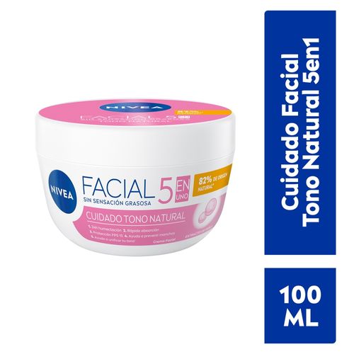 Crema Facial Nivea 5 En 1 Cuidado Tono Natural -100 ml