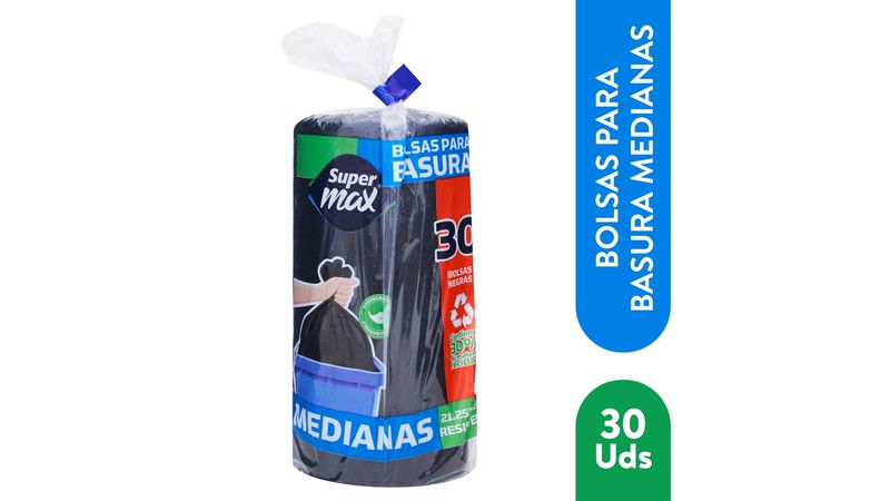 Comprar Bolsa Para Basura Supermax Negra Mediana- 30 Unidades