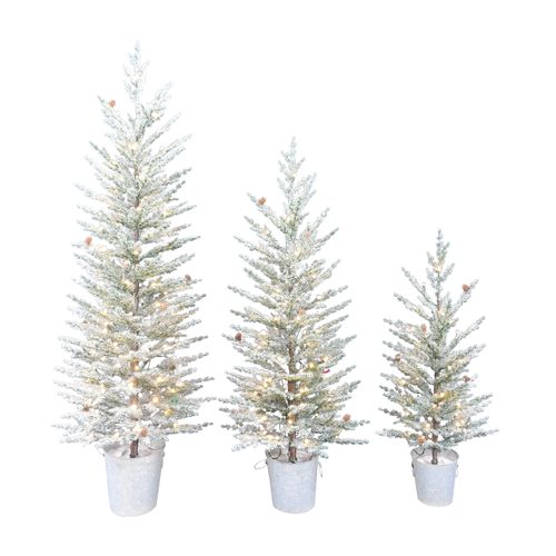 Árboles Holiday Time color blanco iluminados -3 uds