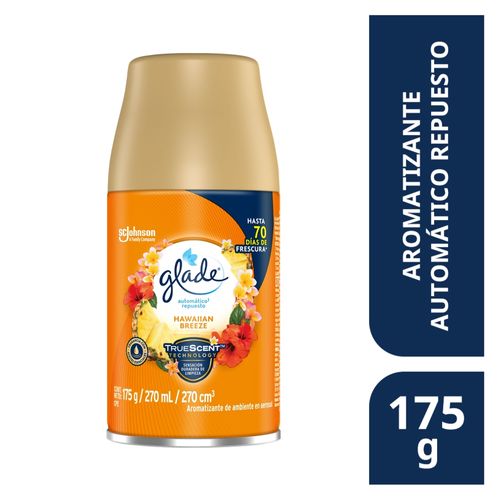 Smoothie de frutas tropicales en el medio de una isla paradisiaca. Eso es Hawaiian Breeze. Este repuesto brinda hasta 70 días de frescura automática.P
