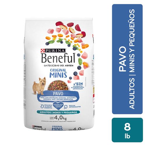 Alimento Perro Adulto Purina Beneful Original Minis Pavo, Minis Y Pequeños 4kg