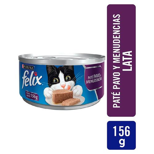 Alimento Húmedo Gato Adulto Purina Felix Paté Pavo Menudencias -156g