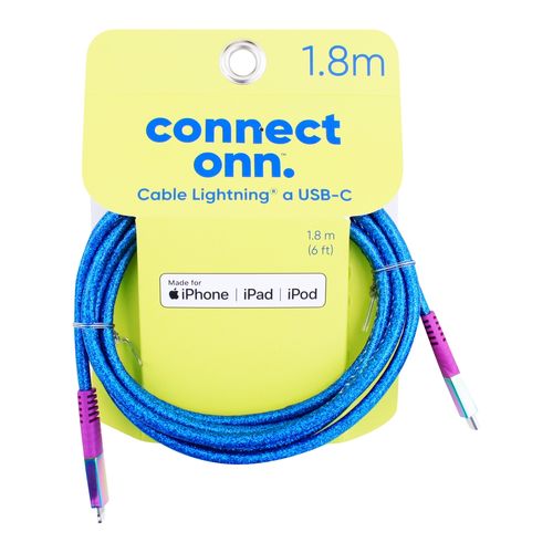 Onn Cable 6 Usb C To Ltg Neon Blu