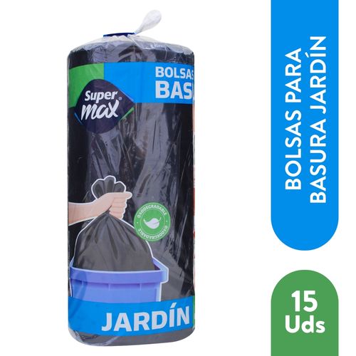 Bolsa Para Basura Supermax Color Negra De Jardin- 15 Unidades