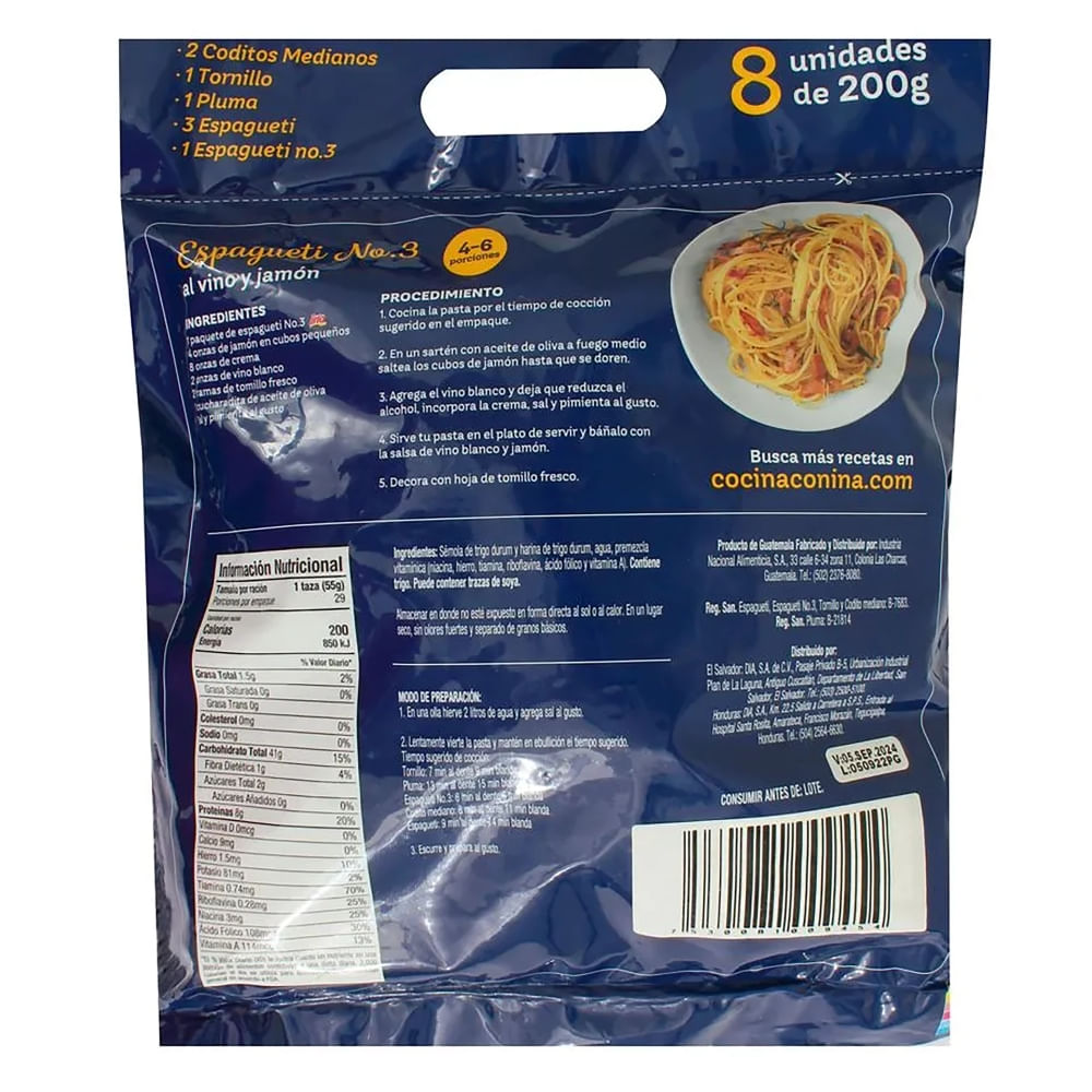 Pasta Ina Pack Familiar - 1200 g - Paiz Honduras