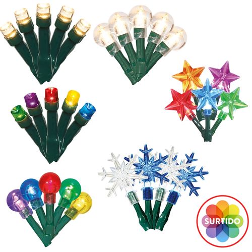 Serie 10 luces LED Holiday Time surtido de baterías