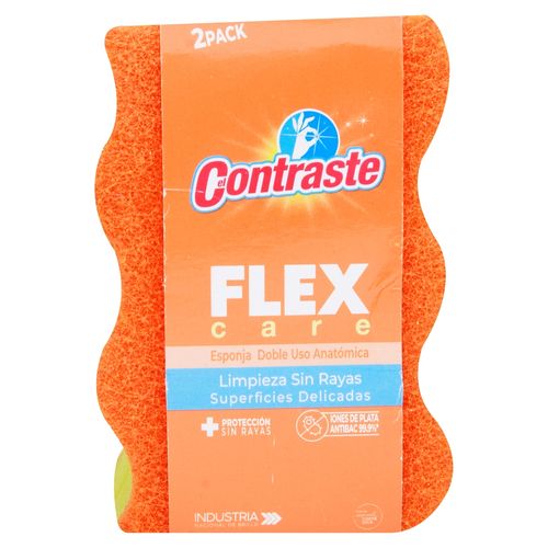 Contraste Esponja Doble Flex Naranja 2Ea