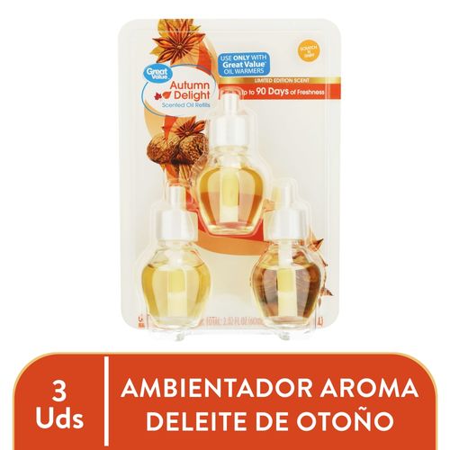 3Pack Respuesto Great Value de Aromatizante Autumn Delight