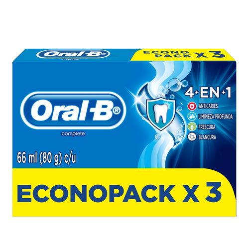 Pasta Dental Oral-B Complete 4En1 Con Flúor 80g 3pack