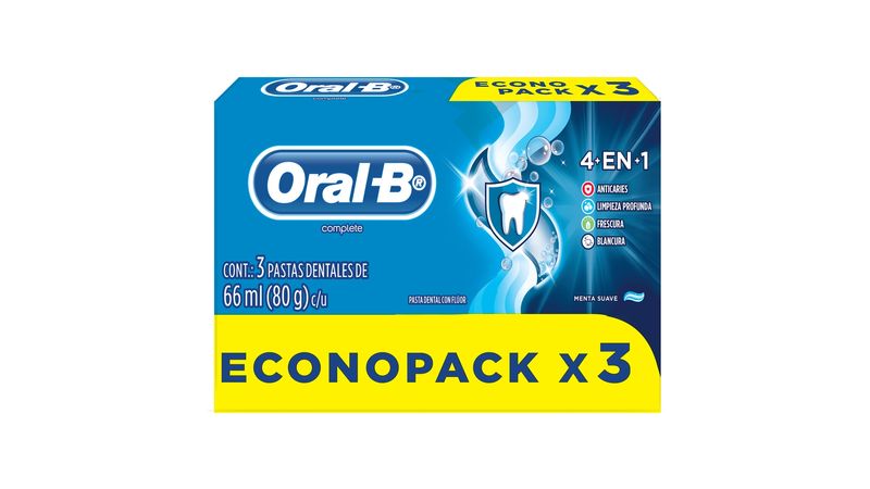 Comprar Pasta Dental Oral-B Complete 4En1 Con Flúor 80g 3pack