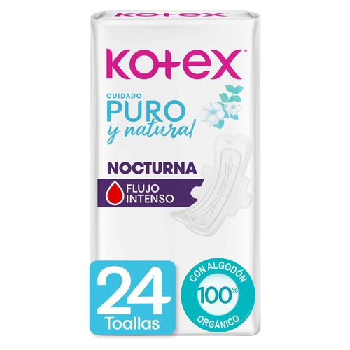 Toalla Femenina Kotex Pure Nocturna 24Ea