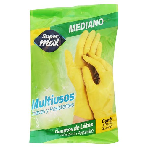 Guantes De Latex Supermax Multiuso Grande Color Amarillo