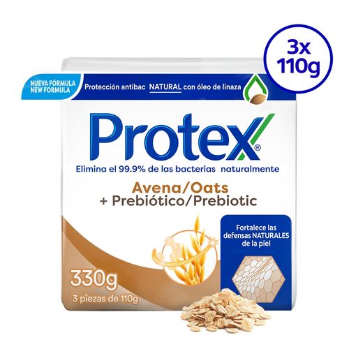 Jabón De Baño Protex Avena+Prebiótico En Barra 110g - 3Uds