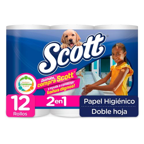 Papel Higiénico Scott Rindemax 2En1 Doble Hoja - 12 Rollos