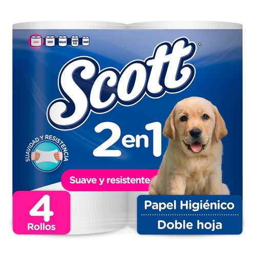 Papel Higiénico Scott Rindemax 2 En1 Doble Hoja - 4 Rollos