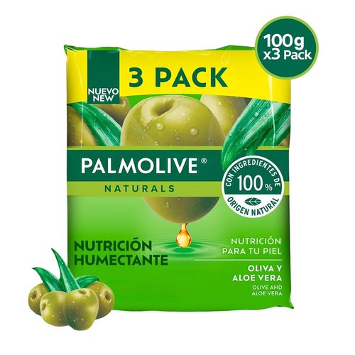 Jabon Corporal Palmolive Naturals Sensación Humectante Oliva y Aloe 100 g 3 Pack