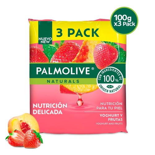 Jabon Corporal Palmolive Naturals Suavidad Natural Yoghurt y Frutas 100 g 3 Pack