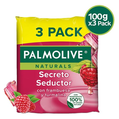 Jabon Corporal Palmolive Naturals Secreto Seductor Frambuesas y Turmalina 100 g 3 Pack