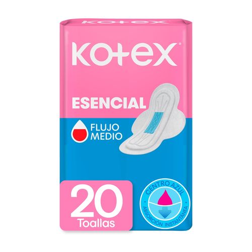 Toallas Femeninas Kotex Esencial Aloe Vera Con Alas - 20Uds