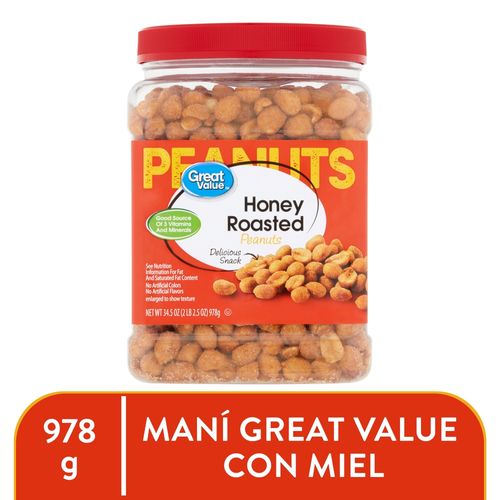 Maní Great Value con miel - 978 g