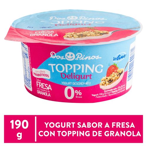 Yogurt Dos Pinos In Line Topping Fresa  - 150Gr