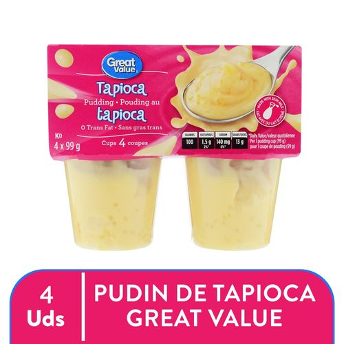 4 Pack Pudin De Tapioca Great Value - 99 g