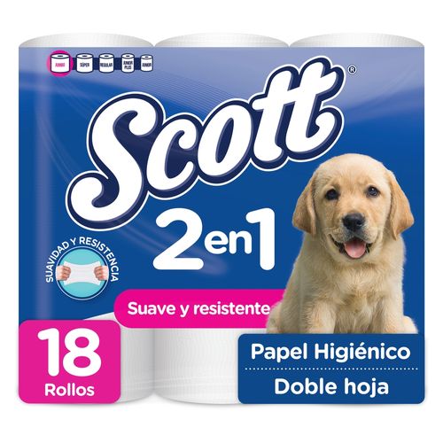 Papel Higiénico Scott Rindemax 2En1 Doble Hoja - 18 Rollos