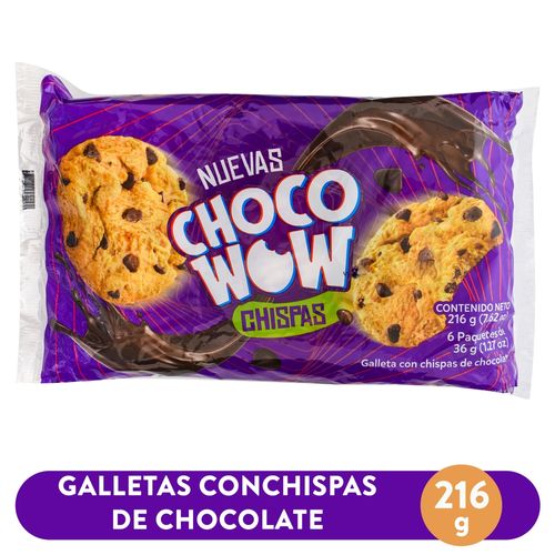 Galleta dulce Chocowow Chispas 6U - 216gr