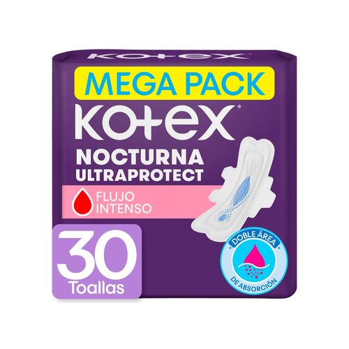 Toallas Femeninas Kotex Nocturna Ultraprotect -30 uds