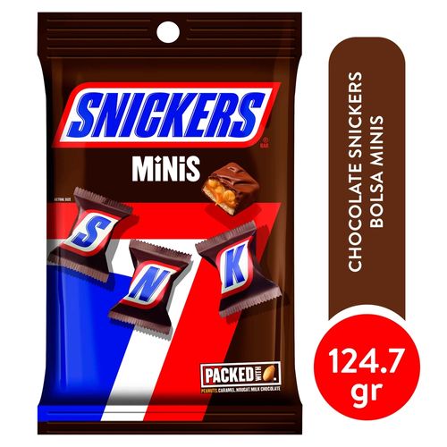 Chocolate Marca Snickers Minis Milk Chocolate, Maní Y Caramelo - 124.7g