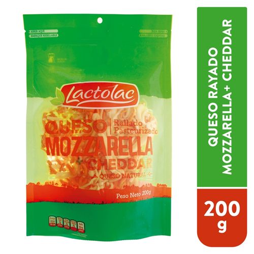 Queso Lactosa Rayado Mozzarella Cheddar - 200gr