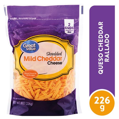 Queso Great Value Cheddar Rallado - 227gr