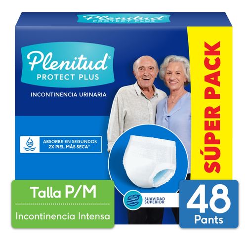 Ropa Interior Desechable Adulto Plenitud Protect Plus Talla P/M Incontinencia Intensa - 48Uds