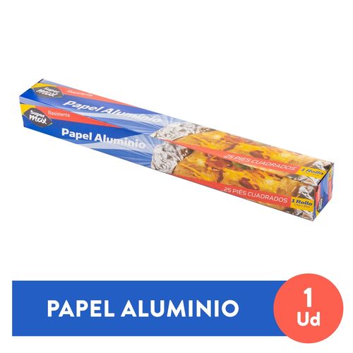 Papel Aluminio Supermax Rollo 1 Unidad-25 pies