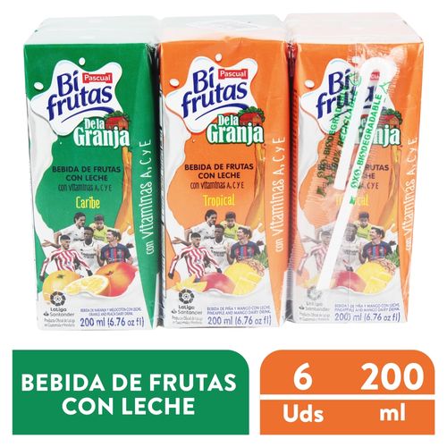 6pack Mix Bifrutas Con Leche 200ml