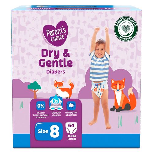 Pañales Parent's Choice Dry and Gentle T8 - 64 Unidades