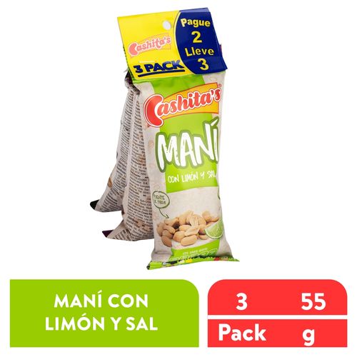 3 Pack Mani Cashitas Con Limon Y Sal - 165gr