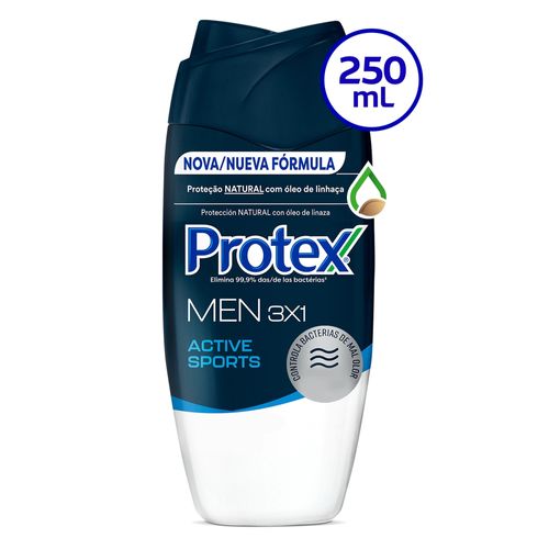 Jabón Líquido Corporal Protex Men Active Sports, Protección Natural Con Alóe De Linaza - 250ml