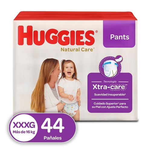 Pañales Huggies Natural Care Pants Etapa 6/XXXG  Suavidad Insuperable - 44 uds