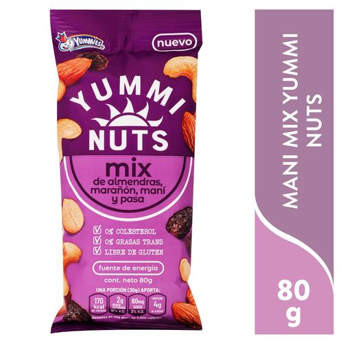 Boquita Yummies Mix De Almendras Marañon Mani Y Pasa- 80gr