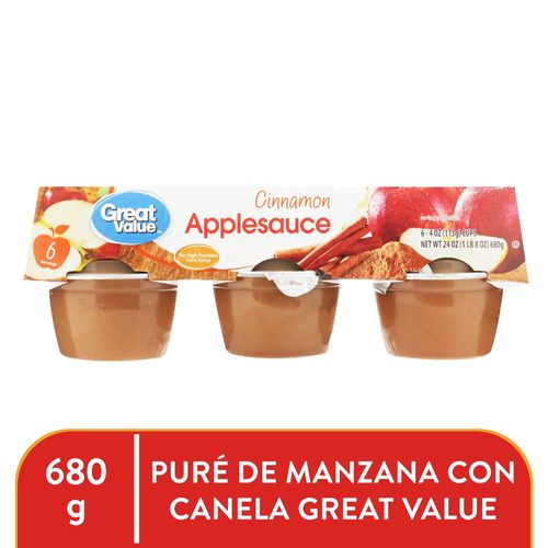 Puré Great Value manzana canela 6 pack - 680 g